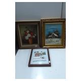 Three Framed Artworks Featuring Floral and Winter
