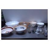 Bowls, Glassware, and Metal Shakers Lot