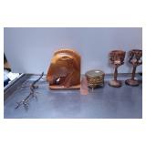 Group of Decorative Items Including Horse Head Boo