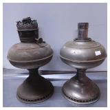 Metal Oil Lamp Bases with Decorative Pedestals