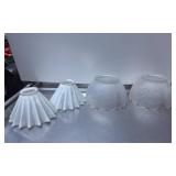 Four Frosted Glass and Milk Glass Lamp Shades