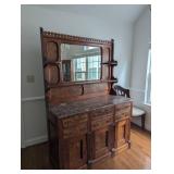 Eastlake Victorian Wooden Sideboard with Mirror an