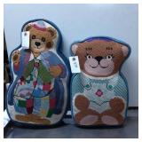 Bear-Shaped Needlepoint Throw Pillows in Cotton Ca