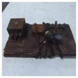 Vintage Telegraph Key on Wooden Base with Wiring