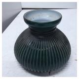 Ribbed Green Glass Lamp Shade with White Interior