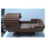 Wooden Rocking Cradle with Slatted Canopy