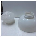 White Glass Light Fixture Shades with Floral and S