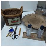 Decorative and Household Items with Basket and Tra
