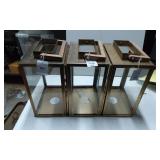 Three Brass and Glass Lanterns with Wooden handles