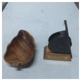 Historic Wooden Pulley With Plaque on Stand