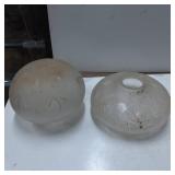 Two Frosted Glass Light Fixture Shades with Floral