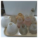 Glass Lamp Shades and a Glass Bottle, Various Styl