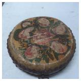 Decorative Hand-Painted Drum with Floral Motif