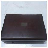 Wooden Humidor With Brass Plaque and Lined Interio