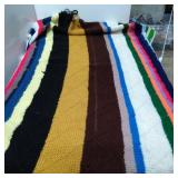 Multi-Color Hand-Knitted Blanket with Stripe Desig