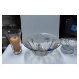 Glass Decorative Lot with Vase, Bowl, and Footed D