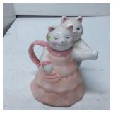 Ceramic Two-Cat Figurine Teapot in Pink Dress Desi