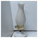 Milk Glass Hurricane Table Lamp with Hobnail Patte
