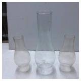 Three Clear Glass Lamp Chimneys in Varied Sizes