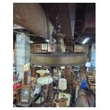 Vintage Brass Hanging Light Fixture with Circular