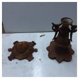 Rusty Metal Vintage Lamp Parts Including Base and