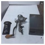 Vintage Hand-Crank Meat Grinder With Accessories a