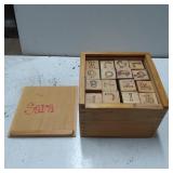 Wooden Box Set of Alphabet and Number Blocks