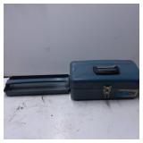 Blue Metal Toolbox with Plastic Handle and Tray In