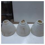 Three Frosted Glass Light Shades with Ribbed Desig