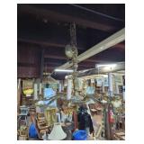 Brass Eight-Light Candle-Style Chandelier with Orn