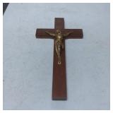 Wooden Wall Cross with Brass Corpus