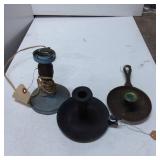 Three Metal Candle Holders in Varied Designs