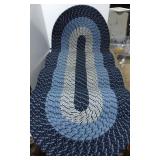 Braided Oval Rug in Blue and White Tones