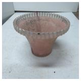 Glass Lamp Shade With Beaded Rim and Pink Tint