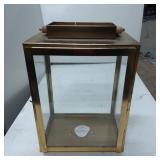 Brass and Glass Display Case with Wooden Handle