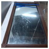 Rectangular Wood-Framed Mirror with Decorative Acc
