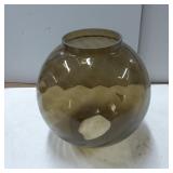 Round Amber Glass Vase with Wide Opening