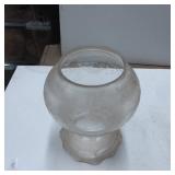 Frosted Glass Globe with Etched Floral Design and