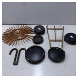 Items Including Folding Rack, Hooks, and Decorativ