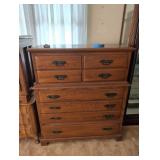 Wooden Chest of Drawers with Six Drawers and Metal