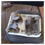 Vintage Cast Metal Wheel and Bracket Assemblies