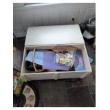 White Wooden Storage Chest with Contents