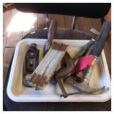 Hand Tools Including Plane, Clamps, and Chisels