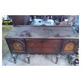 Wooden Sideboard with Turned Legs and Decorative D