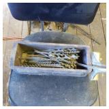 Wooden Box with Assorted Auger Drill Bits