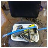 Hand Tools Including Pry Bar, Clamp, and Metal Com