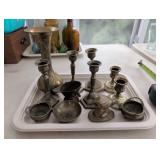 Collection of Brass Candlesticks, Vases, and Decor