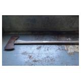 Double-Bit Axe with Wooden Handle and Rusted Steel