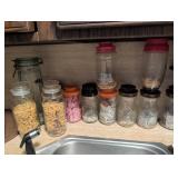 Vintage Glass and Plastic Kitchen Canisters with L