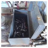 Metal Tool Chest with Assorted Hand Tools and Sock